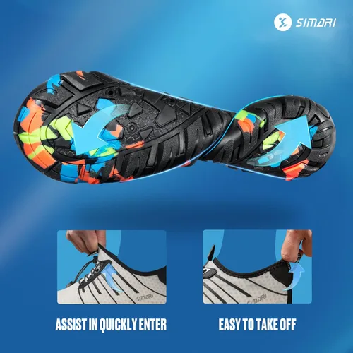 Vista 2 de Simari Zapatos de agua para mujer, hombre, natación, playa, piscina, deportes acuáticos, secado rápido, estilo descalzo, buceo, surf y caminar
