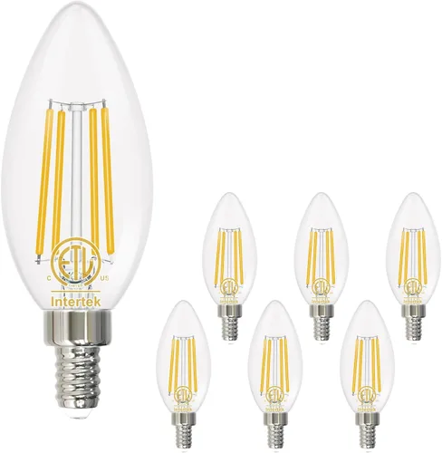Vista 5 de Bombilla LED E12 para candelabro, 2700 K, blanco cálido, equivalente a 40 W, bombillas tipo B con forma de vela de 4 W, bombilla LED B11 para Blanco