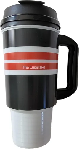Vista 5 de Taza de viaje – Taza de bebida reutilizable aislada (24 onzas), negro, rojo y blanco