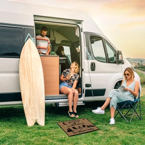 Vista 6 de Magimagine Alfombra personalizada para puerta de cámper, alfombra de puerta de RV de camping personalizada con texto, alfombra de cámper