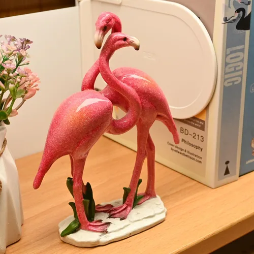 Vista 2 de Regalos de flamenco rosa para mujeres, amantes, profesores, cumpleaños, día de San Valentín, adornos de flamenco, figurita pequeña, estante, mesa