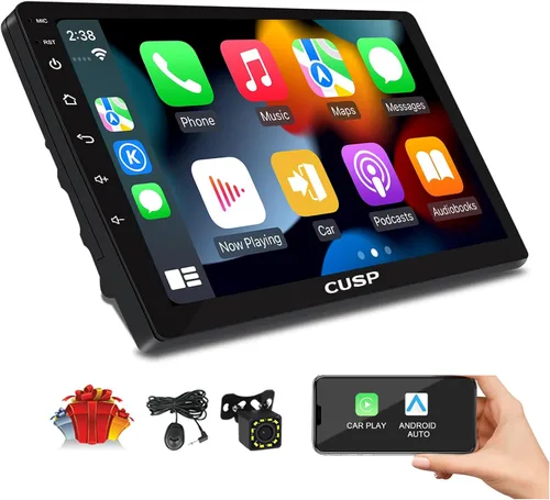 Vista 8 de CUSP Radio estéreo de coche de doble DIN de 10.1 pulgadas, unidad principal Android con CarPlay inalámbrico y Android Auto, 4 GB de RAM 64 GB ROM