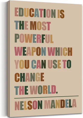 Vista 28 de Arte de pared con texto en inglés «Be the Change You Wish to See in the World», póster motivacional colorido para el aula, arte estético, citas