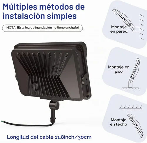 Vista 5 de HYPERLITE Luz de Inundación LED 100W 11000LM, 5000K Luces de Inundación al Aire Libre con Montura de Nudillo, Luces de Inundación Impermeables IP65