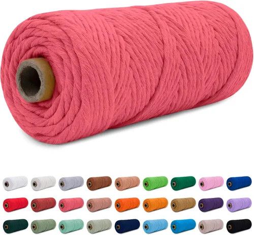 Vista 28 de CAMAL Cordón de macramé de 0.157 in x 109 yardas (328.1 ft), cuerda de algodón de color para tejer, manualidades, colgar en la pared, proyectos