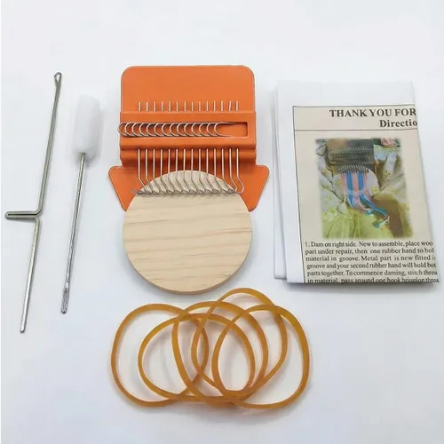 Vista 7 de Rumexeng Telar de tejido pequeño, telar estilo Speedweve, mini herramienta de tejido de madera para reparación visible, jeans, calcetines, ropa