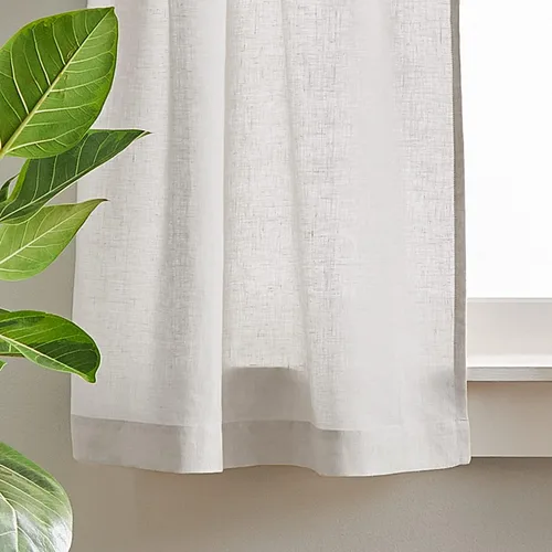 Vista 3 de Peri Home 100 % lino cortina de cocina niveles, par, plata