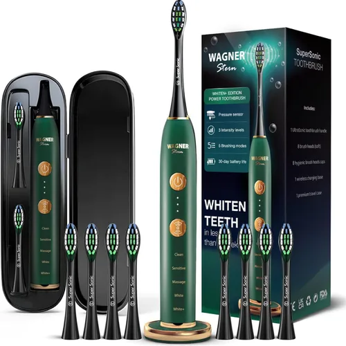 Vista 11 de Wagner Stern Edición WHITEN+. Cepillo de dientes eléctrico blanqueador con sensor de presión. Ofrece 5 modos de cepillado, 3 intensidades, 8