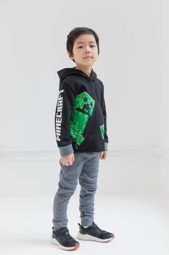 Vista 5 de Conjunto de sudadera con capucha de forro polar y pantalones de Creeper de Minecraft para niños pequeños a grandes