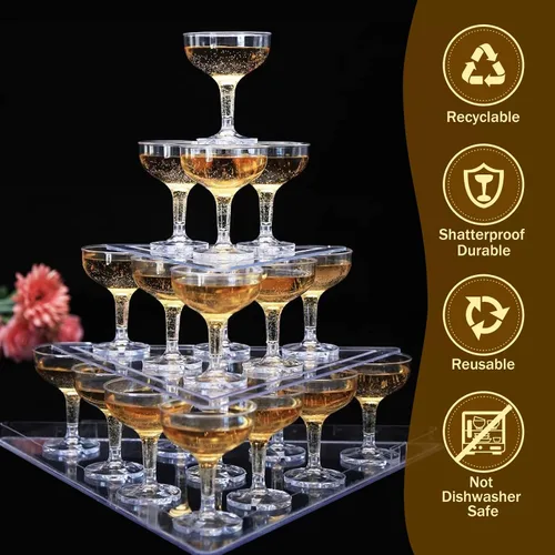 Vista 5 de 30 vasos de plástico para champán de 5 onzas