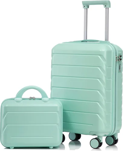 Vista 51 de Merax 3 piezas expandible ABS Hardshell equipaje Sets Spinner Wheel Maleta TSA Lock Suit Case, Apertura frontal negra, Juego de 2 piezas, Maleta