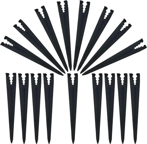 Vista 5 de XYSMZM 100 estacas de riego por goteo para tubos de goteo de 1/8 pulgadas y 1/4 pulgadas para jardinería