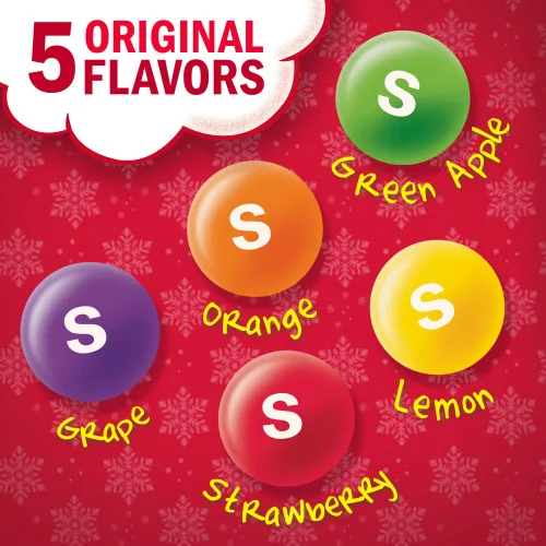 Vista 2 de SKITTLES Regalo original de bastón de caramelo masticable de Navidad, 2.6 onzas