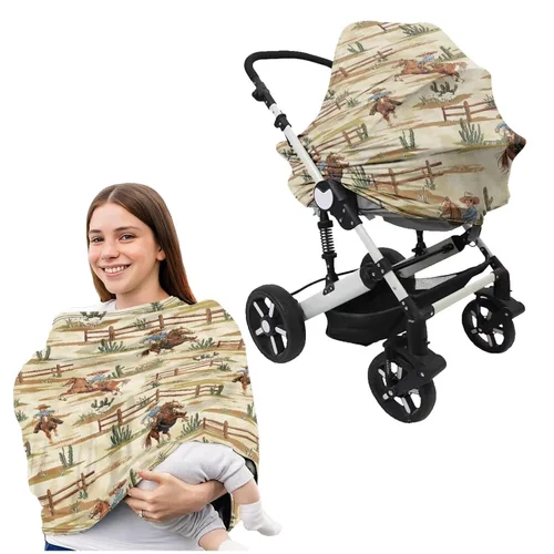 Vista 4 de Cactus Aztec Cowboy - Funda elástica para asiento de coche + funda de almohada para bebés, 2 paquetes de carritos de compras multiusos, silla alta