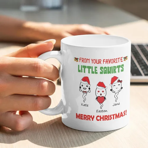 Vista 2 de InterestPrint Taza de café personalizada para papá con nombres de los niños, taza de Feliz Navidad de tus hijos pequeños favoritos, regalo