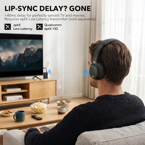 Vista 6 de 1Mii E700 Auriculares con cancelación de ruido Bluetooth inalámbrico LDAC Hi-Res, Negro Hybrid ANC, 75hr Battery Life, Deep Bass, Comfortable