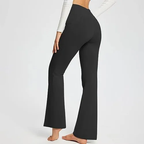 Vista 3 de Pantalones casuales para mujer, corte de bota, para yoga, otoño, 2023, de cintura alta, acampanados, para entrenamiento, palazzo, atlético, pierna