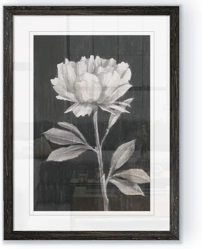 Vista 38 de Renditions Gallery- Lienzo enmarcado con flores blancas y negras Flores blancas y negras 1 juego/marco negro