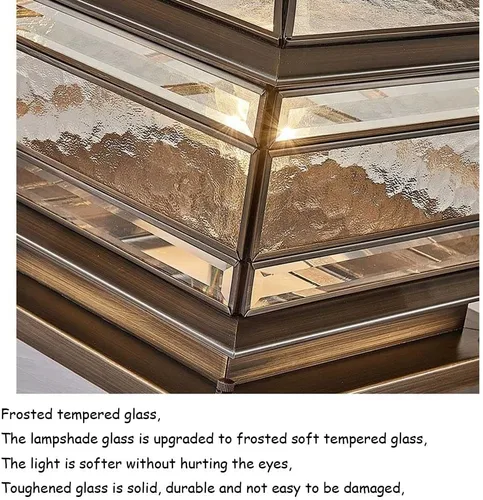 Vista 7 de Luces de poste de cobre para exteriores, impermeables, luces de pilar para exteriores, estilo europeo, luces de poste de puerta, luces de camino