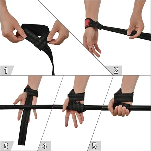Vista 4 de Blue Red Gradient Lifting Wrist Strap 26" Power Workouts Wrist Straps for Weightlifting, Bodybuilding, Powerlifting & Deadlift