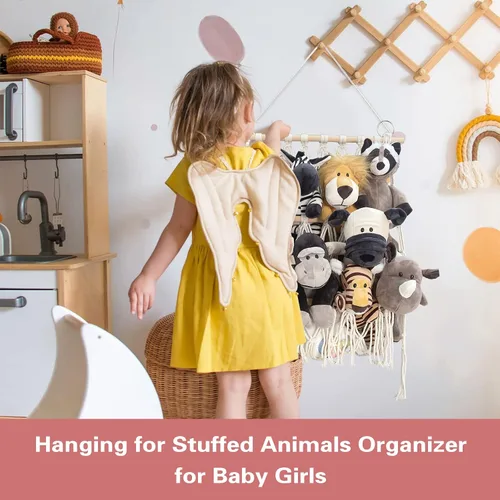 Vista 5 de Red de animales de peluche o hamaca hecha a mano para animales de peluche, esquina para colgar en la pared para almacenamiento organizador soporte