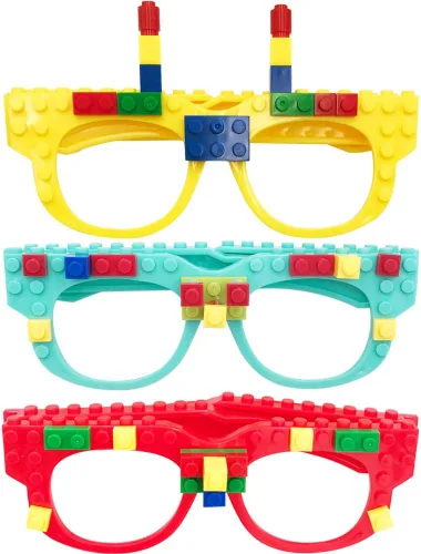 Vista 9 de Hooqict 9 Piezas Gafas de Ladrillos de Construcción DIY Artículos de Fiesta para Niños Decoraciones y Suministros de Fiesta de Cumpleaños
