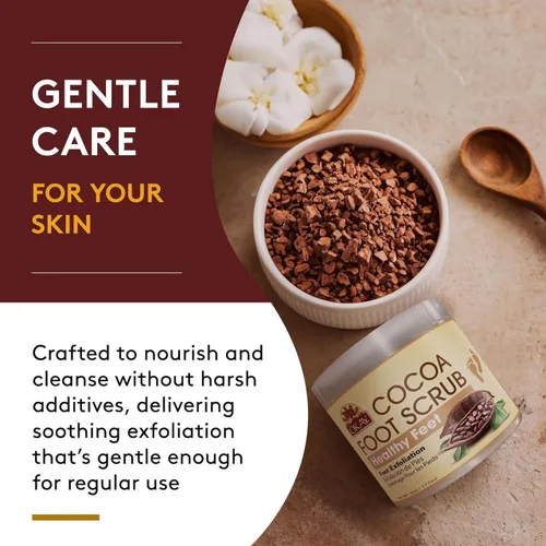 Vista 4 de OKAY Exfoliante para pies de manteca de cacao natural, 6 onzas