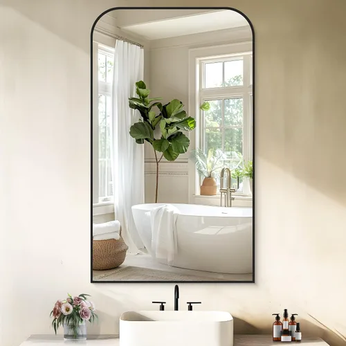 Vista 15 de COFENY Espejo de baño, espejo rectangular negro de 16 x 24 pulgadas para montar en la pared con marco delgado, espejos de tocador de baño para sobre