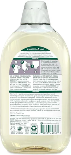 Vista 2 de Seventh Generation - Detergente EasyDose para ropa ultra concentrado: 66 cargas, aroma de lavanda fresca, 23,1 onzas líquidas
