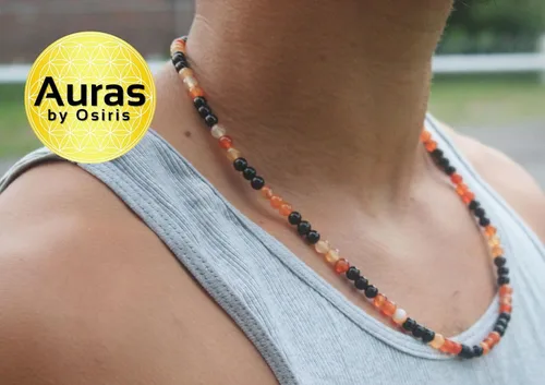 Vista 31 de Collar de cristal de obsidiana negra hecho a mano, collar de cuentas de piedras preciosas naturales auténticas, curación, protección, talismán mala