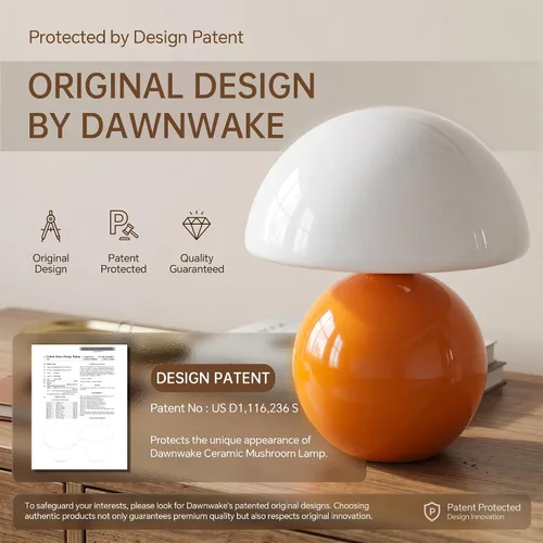 Vista 6 de Dawnwake Lámpara de Mesa con Forma de Hongo para Dormitorio, Lámparas Pequeñas de Escritorio para Mesita de Noche para Mesas de Noche de Sala