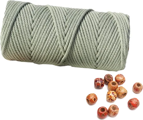 Vista 23 de Cordón de macramé beige de 0.078 pulgadas x 220 yardas, cuerda de algodón torcido de 4 hebras natural para colgar en la pared, manualidades, cordel