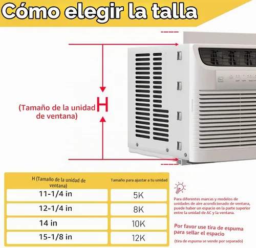 Vista 3 de Panel lateral de CA para ventana con juego de marco, kit de repuesto de cortina de relleno de acordeón de aire acondicionado, se adapta a la mayoría
