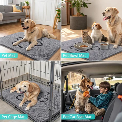 Vista 8 de Smiry Tapete para puerta de perro para patas fangosas, absorbente y Gris y negro