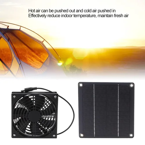 Vista 3 de Cryfokt Ventilador de escape impermeable con energía solar, kit de ventilador de panel solar para exteriores, ventilador portátil con cable de 39