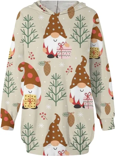 Vista 2 de Sudadera con capucha para mujer, diseño navideño, estampado a la moda, tallas S-3XL
