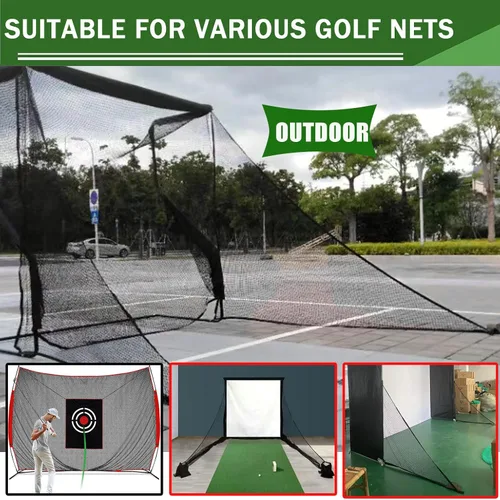 Vista 2 de 2 piezas de malla de golf con dos sacos de arena+bolsa de pantalla de golf+10 cuerdas de ojales para redes de golpe de golf, marco simulador
