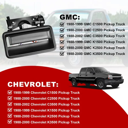 Vista 5 de FAERSI Pestillo de metal para puerta trasera con bisel compatible con Chevrolet Chevy GMC Truck C1500 C2500 C3500 K1500 K2500 K2500 K3500, Repalces#