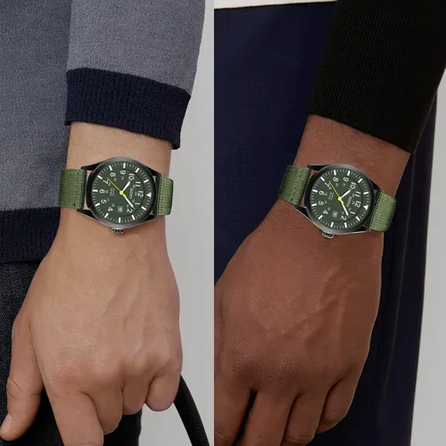 Vista 6 de Relojes militares para hombre, reloj militar militar de cuarzo analógico impermeable para hombre, pantalla de fecha, nailon táctico, deportes