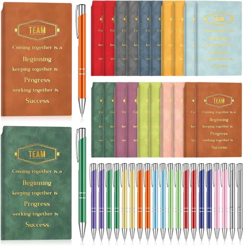 Vista 8 de Colarr 40 Piezas Regalos de Agradecimiento para Empleados de Navidad al Por Mayor Cuaderno Inspiracional A6 Diario de Cuero PU Bolígrafo