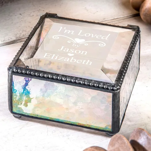 Vista 2 de Caja de joyería personalizada para regalo de mamá con grabado de cristal decorativo para vitrina de almacenamiento organizador de recuerdo para su