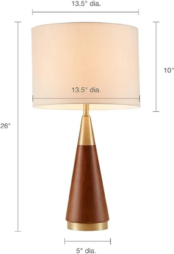 Vista 4 de Lámpara de mesa triangular de 26 pulgadas, color oro blanco, de mediados de siglo, moderna para mesita de noche, lámparas de escritorio para sala