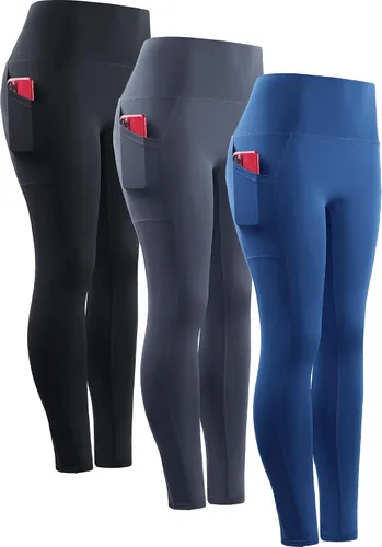 Vista 36 de Neleus calzas de yoga para mujer con bolsillo y cintura alta, para correr, con control de barriga