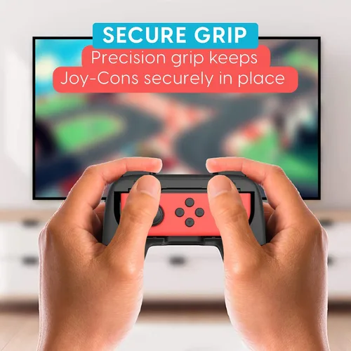 Vista 3 de TALK WORKS Grips for Nintendo Switch Joycon Controller 2 Pack - Game Accessories Joy-Con Handheld Joystick Remote Control Holder Joy Con Kit - Black