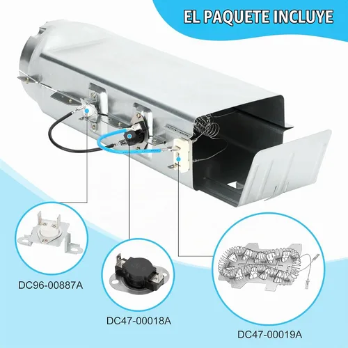 Vista 2 de Elemento calefactor para secadora DC97-14486A con OEM DC96-00887A, Compatible con secadora Samsung dv40j3000ew/a2 dv45h7000ew/a2 dve50r5400v/a3
