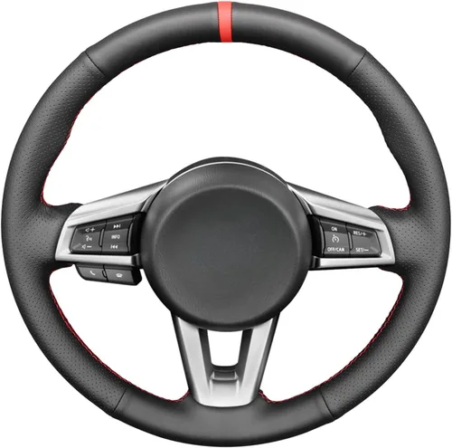 Vista 7 de MEWANT Funda para volante de automóvil para Mazda MX-5 2016-2019 personalizada con costuras a mano Custom Fit for Mazda MX-5 2016-2019 Hand-Stitch