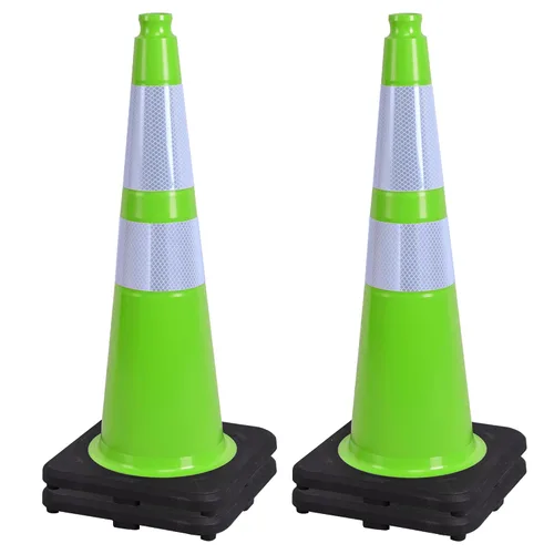 Vista 37 de OrangeStar 6 Pack 36" Conos de seguridad de tráfico, conos de estacionamiento verdes con collar reflectante, conos de construcción con base