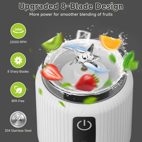 Vista 2 de COKUNST Portable Blender, Smoothie Blender with LED Display, 17 oz, White