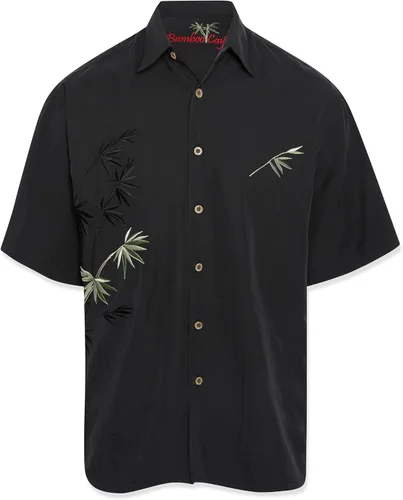 Vista 6 de Bamboo Cay Camisa tejida bordada casual de bambú volador de manga corta para hombre Tomato