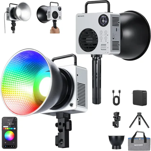 Vista 12 de NEEWER 60W Mini Luz de Vídeo LED con Batería de 50Wh/Carga Rápida PD de 100W, Control APP/2.4G/NFC, Iluminación Continua de Estudio COB Ajustable